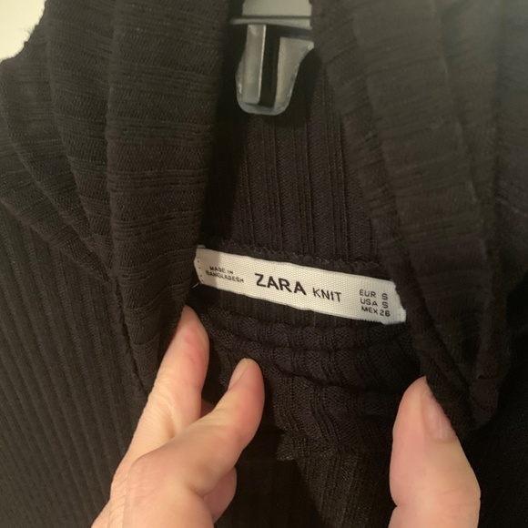 Zara Knit Black Ribbed Turtleneck Midi Dress - Picture 3 of 5